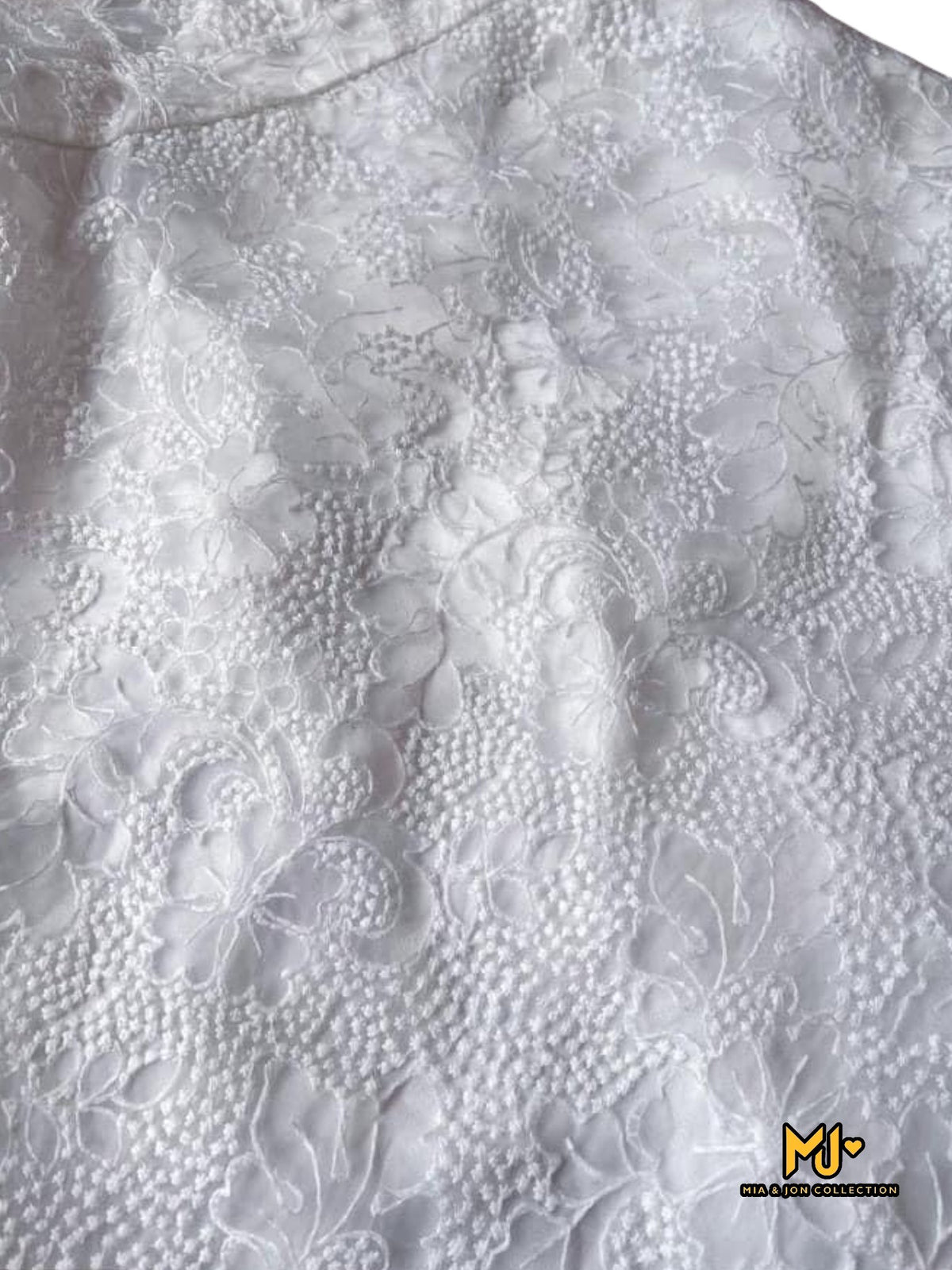 MJV1870 White Flutter Sleeve Lace Midi Dress - Mia & Jon