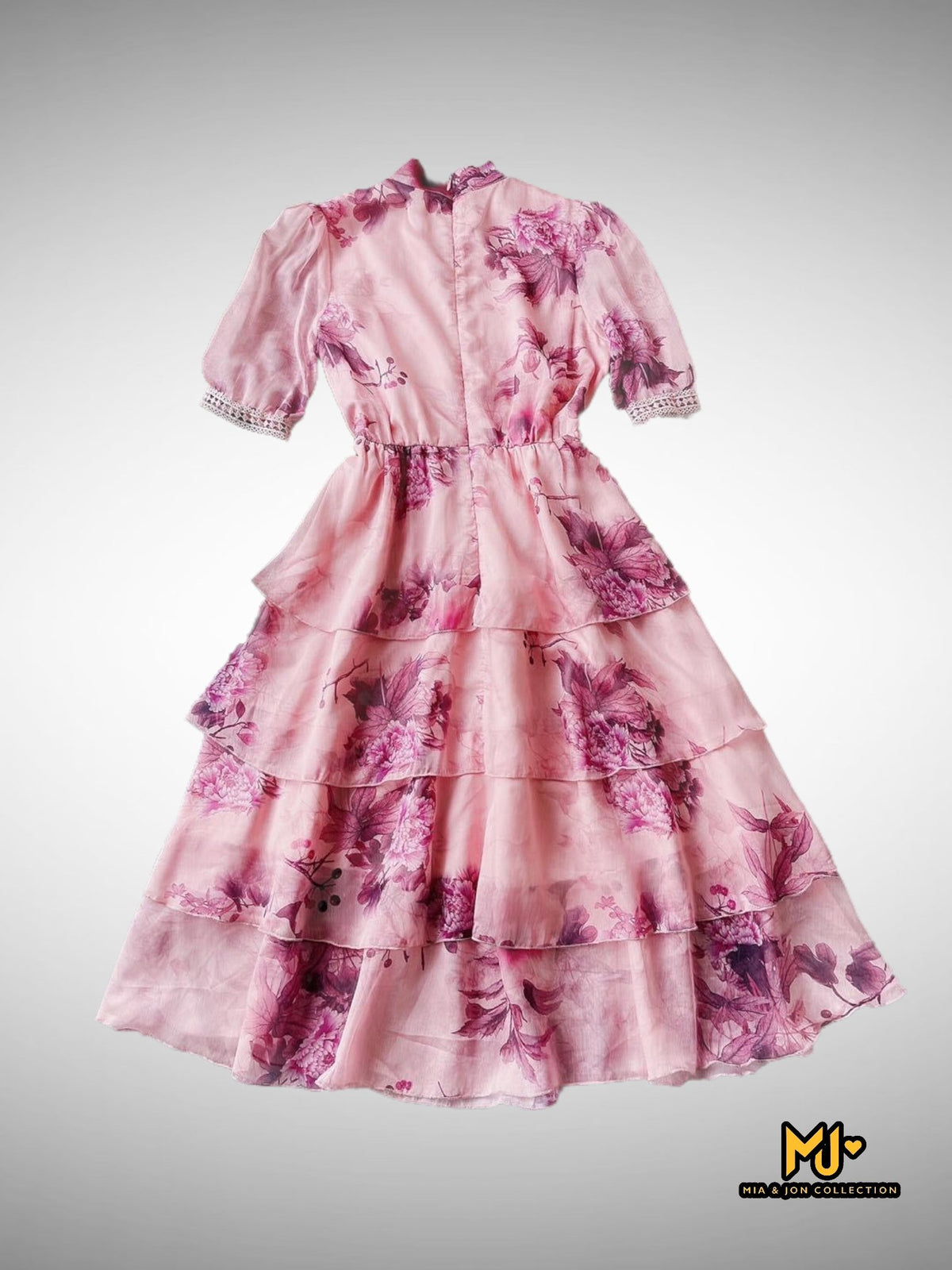 MJV1876 Tie Neck Chiffon Midi Dress - Mia & Jon