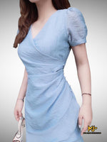 MJV1902 Ruffle Hem Wrap Dress - Mia & Jon