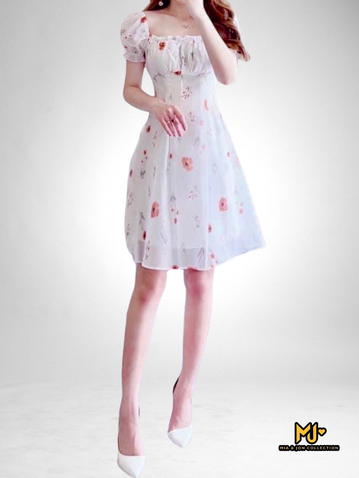 MJV1931 Floral Print Fit & Flare Dress - Mia & Jon