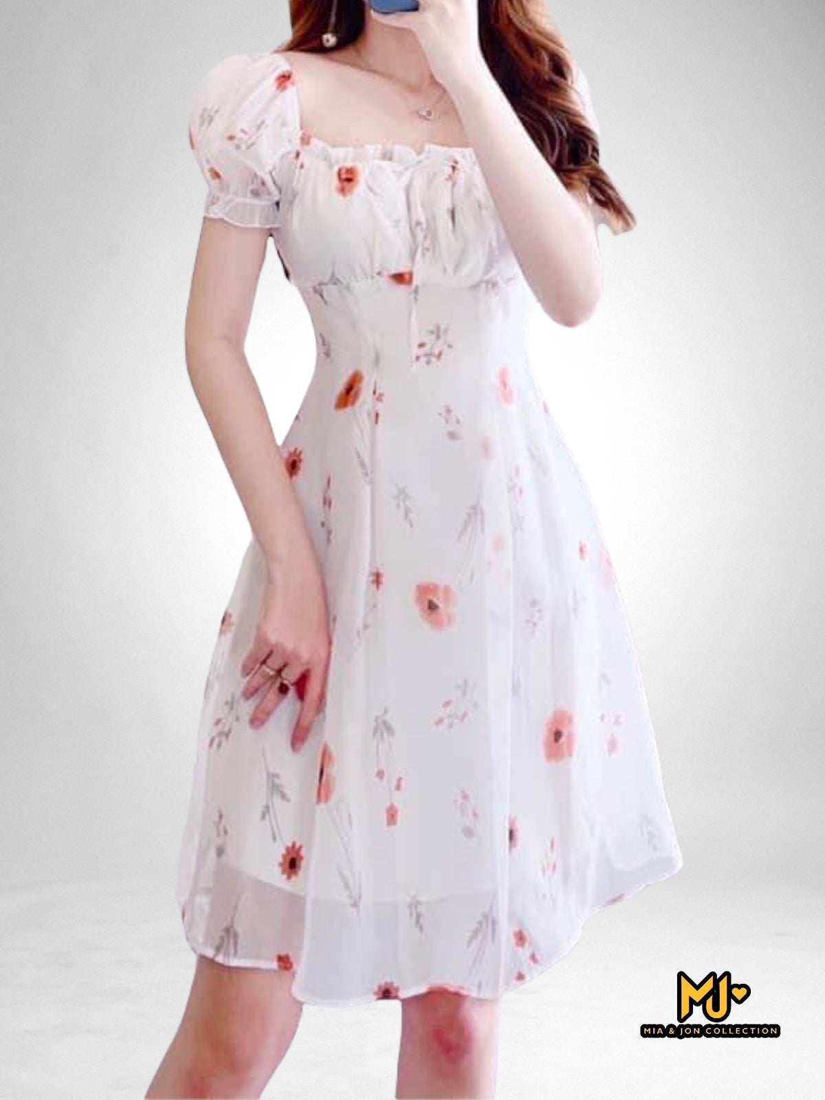 MJV1931 Floral Print Fit & Flare Dress - Mia & Jon