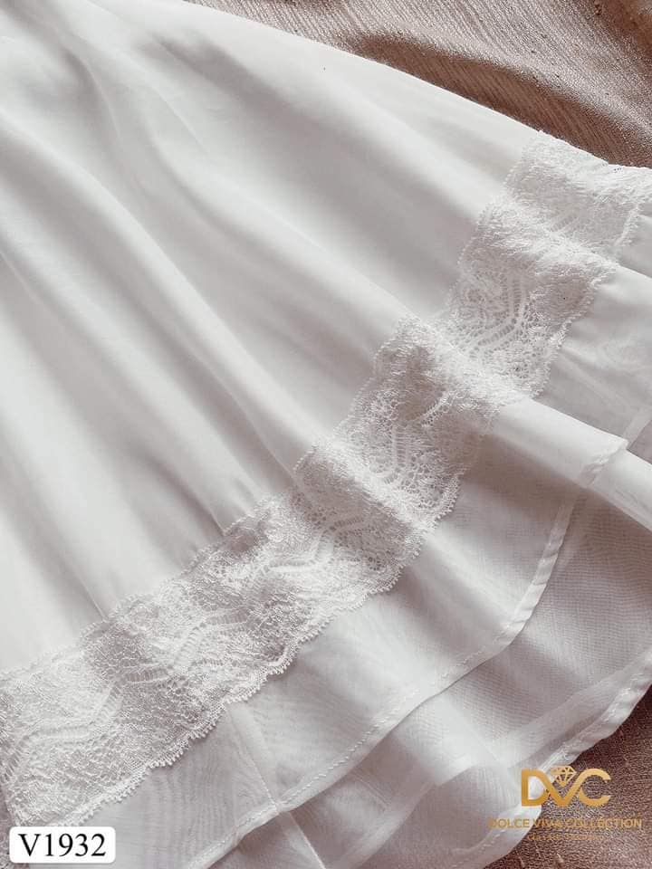 MJV1932 White V-Neck Fit & Flare Dress - Mia & Jon