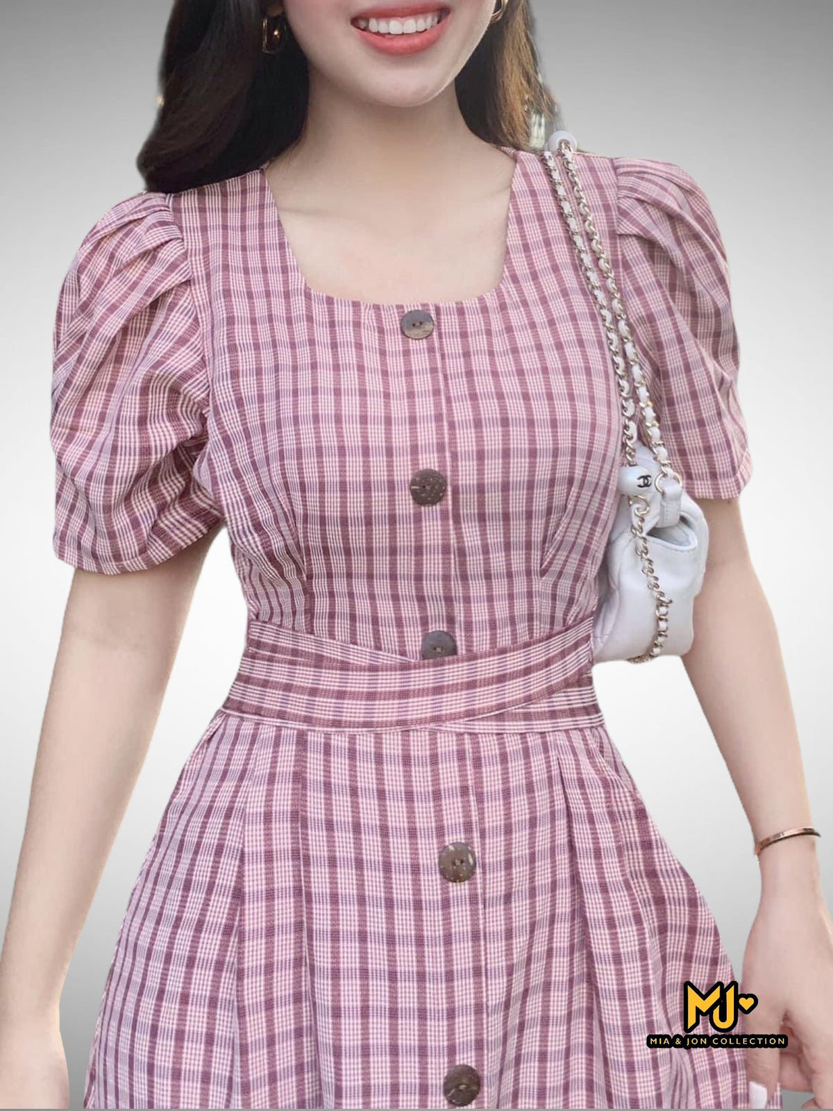 MJV1967 Pink Plaid Midi Dress - Mia & Jon