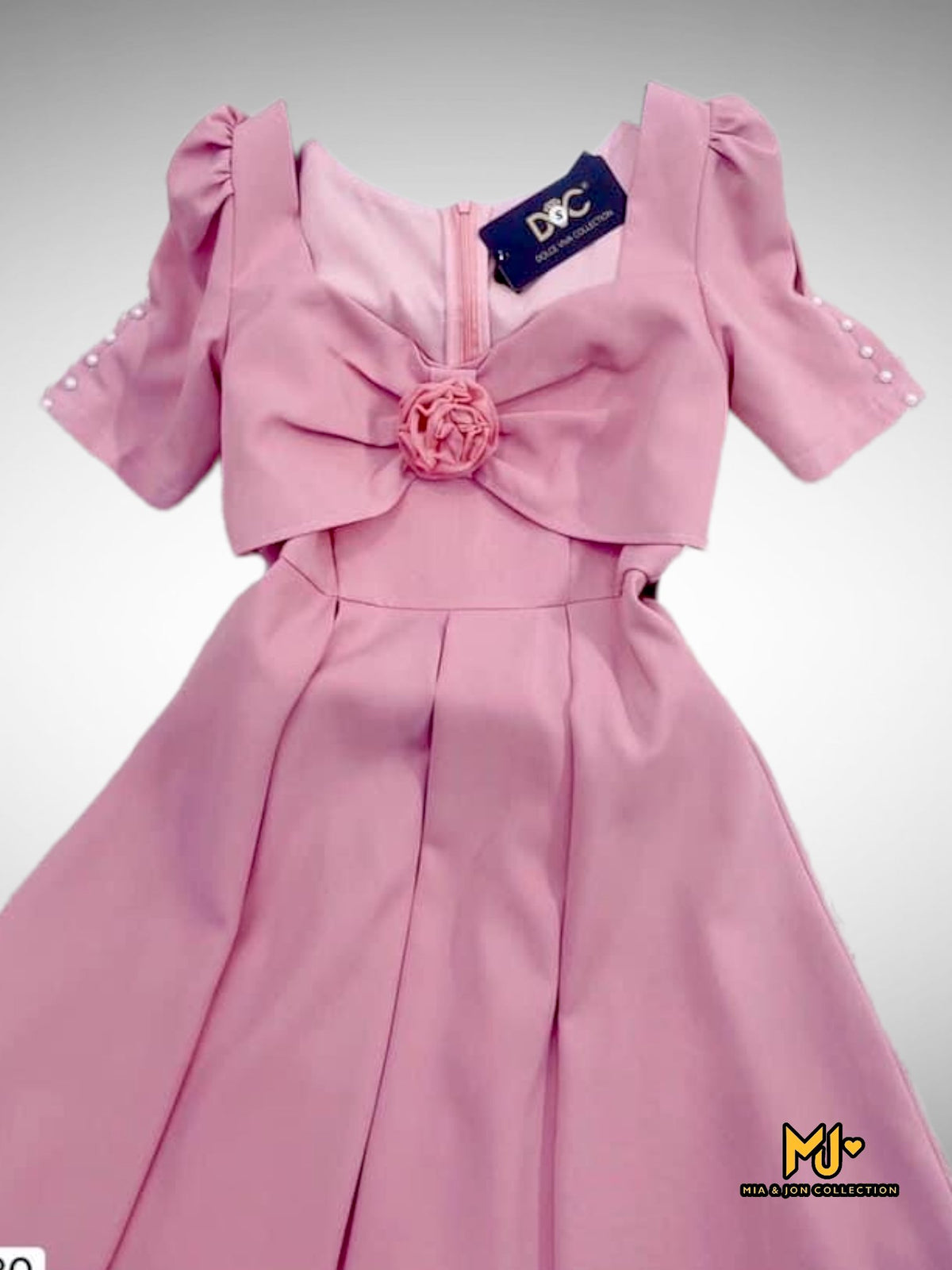 MJV1980 Pink Bowtie Midi Dress - Mia & Jon