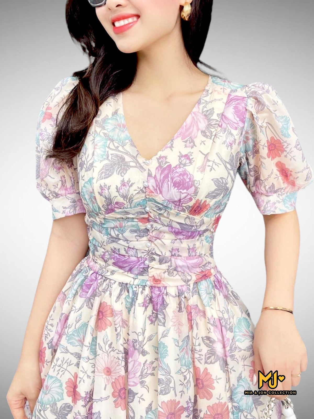 MJV1988 Elegant Floral-Print Fit & Flare Dress - Mia & Jon