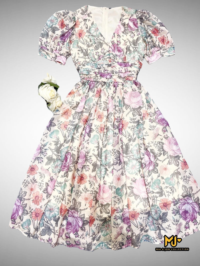 MJV1988 Elegant Floral-Print Fit & Flare Dress - Mia & Jon