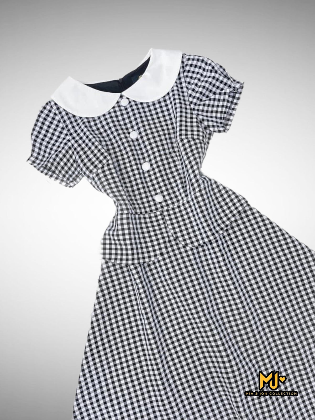 MJV1997 Black & White Plaid Fit & Flare Dress - Mia & Jon
