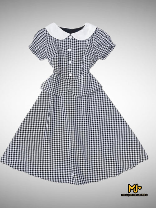 MJV1997 Black & White Plaid Fit & Flare Dress - Mia & Jon