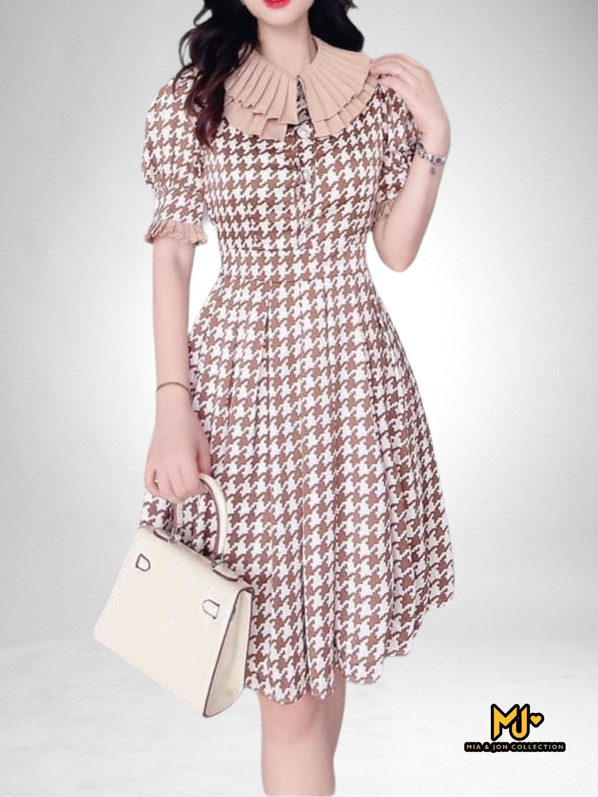 MJV2051 Women's Retro Puff Sleeve Cocktail Party Swing A-Line Dress - Mia & Jon