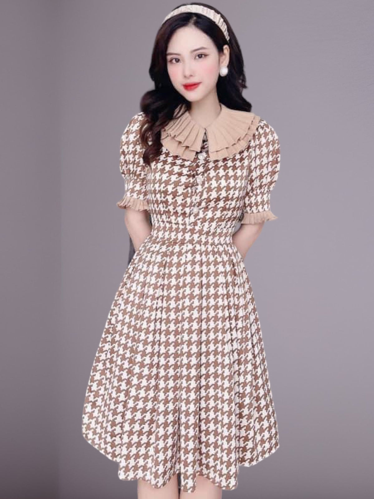 MJV2051 Women's Retro Puff Sleeve Cocktail Party Swing A-Line Dress (NO Return/Exchange) - Mia & Jon