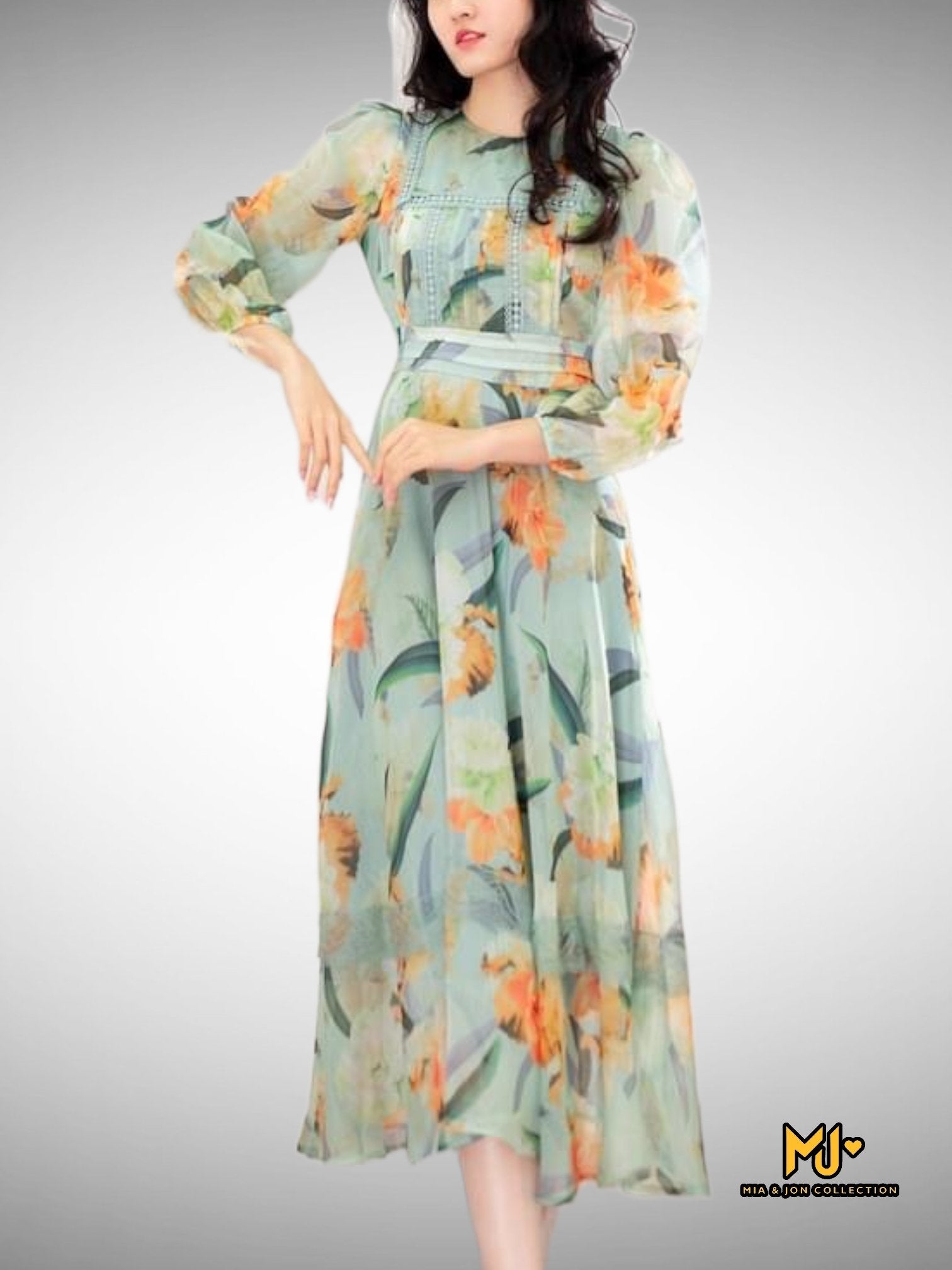 Floral Chiffon Dress Style 248319