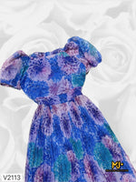 MJV2113 Floral Print Short Sleeve Pleated Dress - Mia & Jon