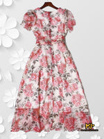 MJV2128 Floral Print Fit & Flare Chiffon Dress - Mia & Jon
