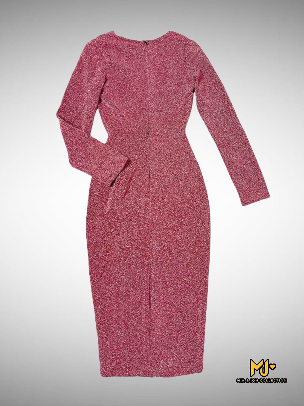 MJV2137 Long Sleeve Ruffle Wrap Bodycon Dress - Mia & Jon