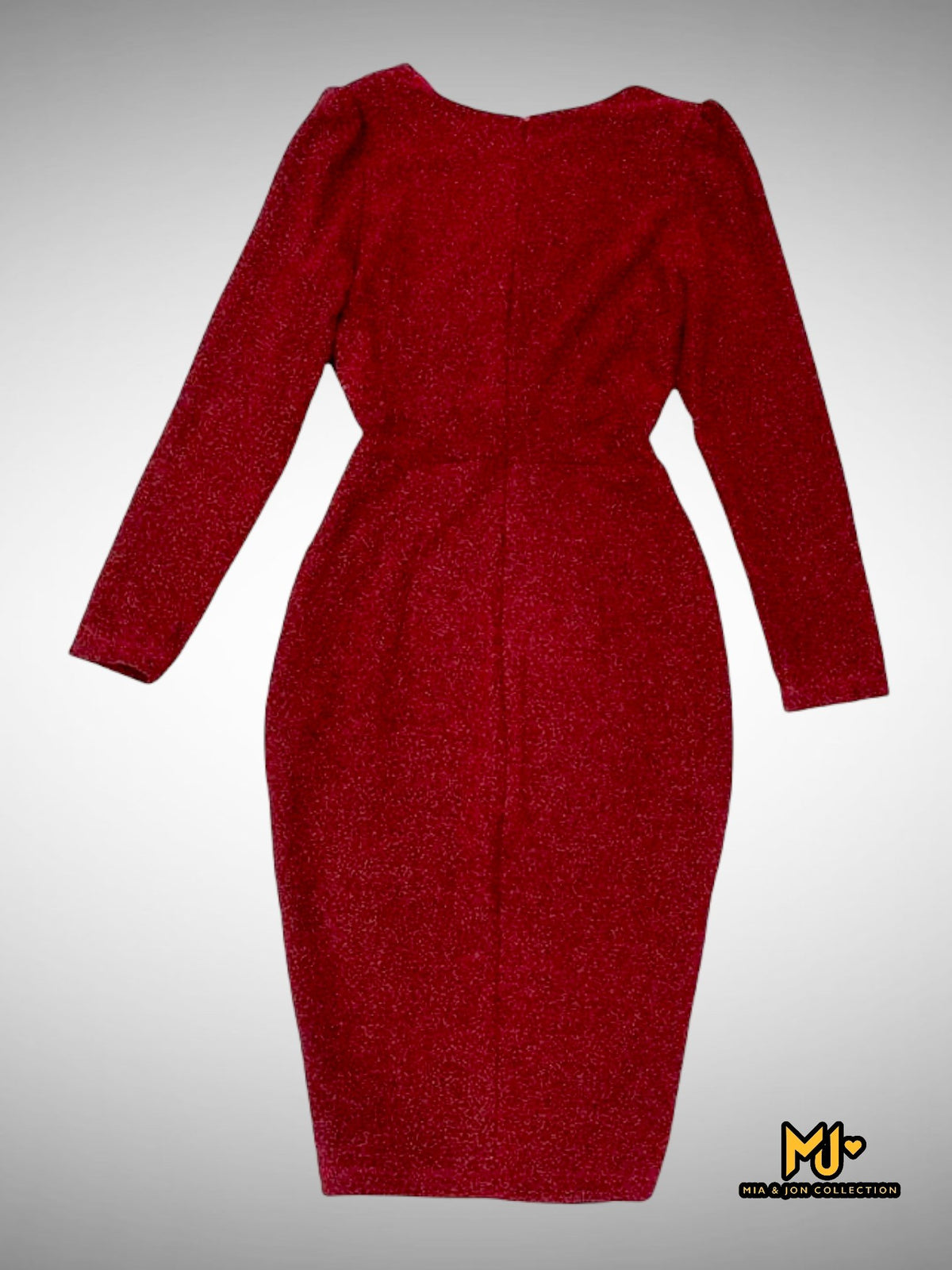 MJV2139 Long Sleeve High Slit Wrap Bodycon Dress - Mia & Jon