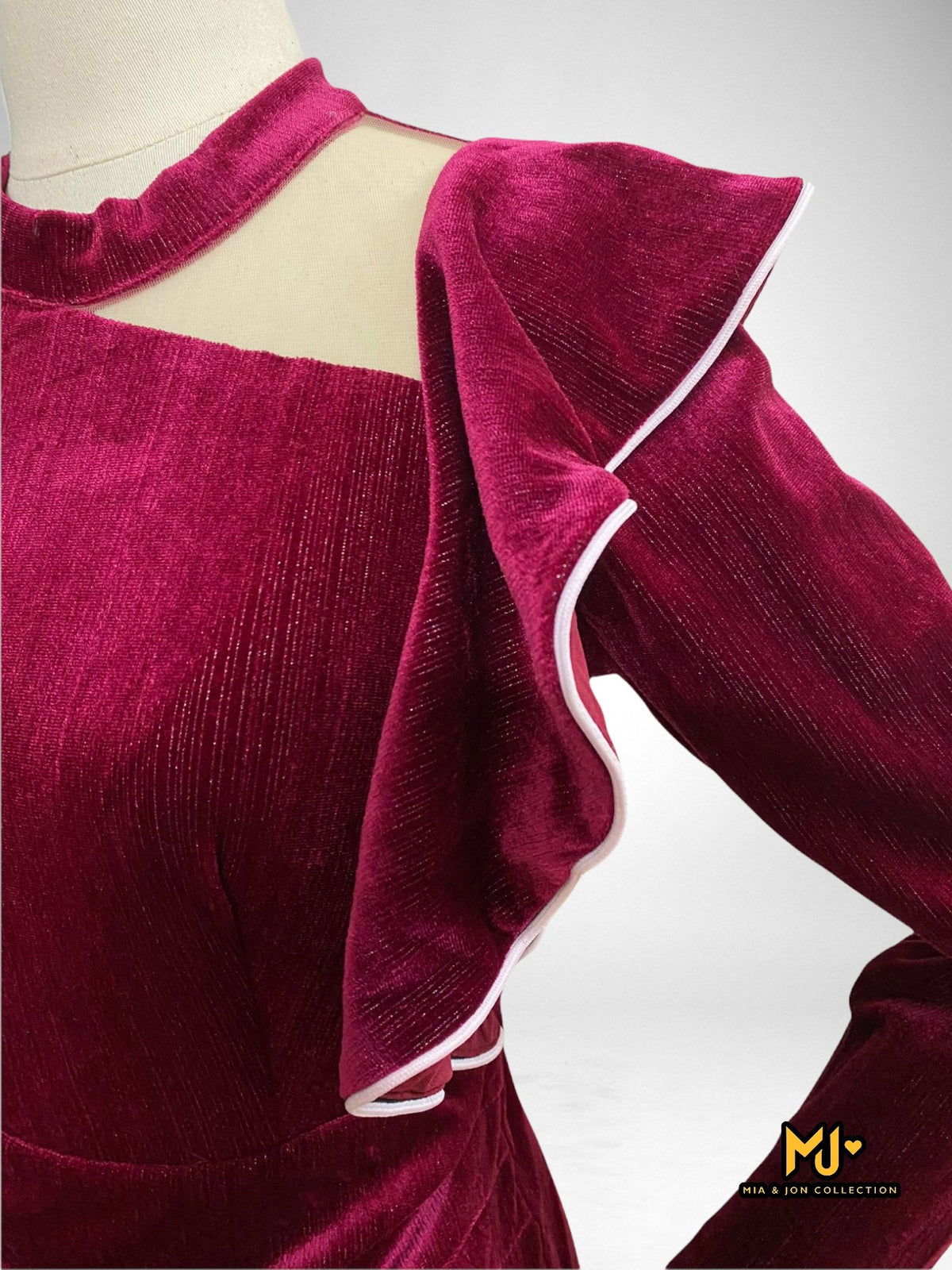 MJV2169 Long Sleeve Velvet Bodycon Dress - Mia & Jon