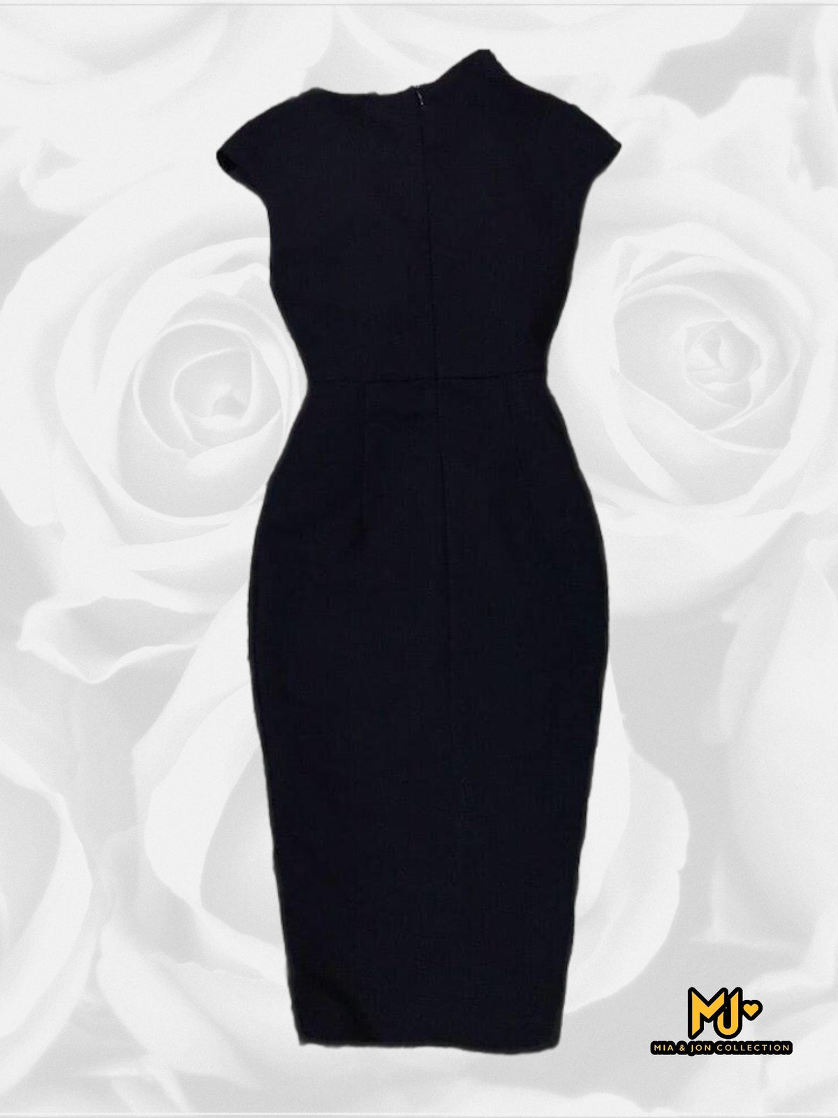 MJV836 Elegant Faux Wrap Body-Con Dress - Mia & Jon