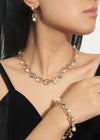 Multicolor Faux Pearl & Rhinestone Decor Necklace & Bracelet & Drop Earrings - Mia & Jon