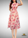 Rose Print Fit & Flare Dress - Mia & Jon