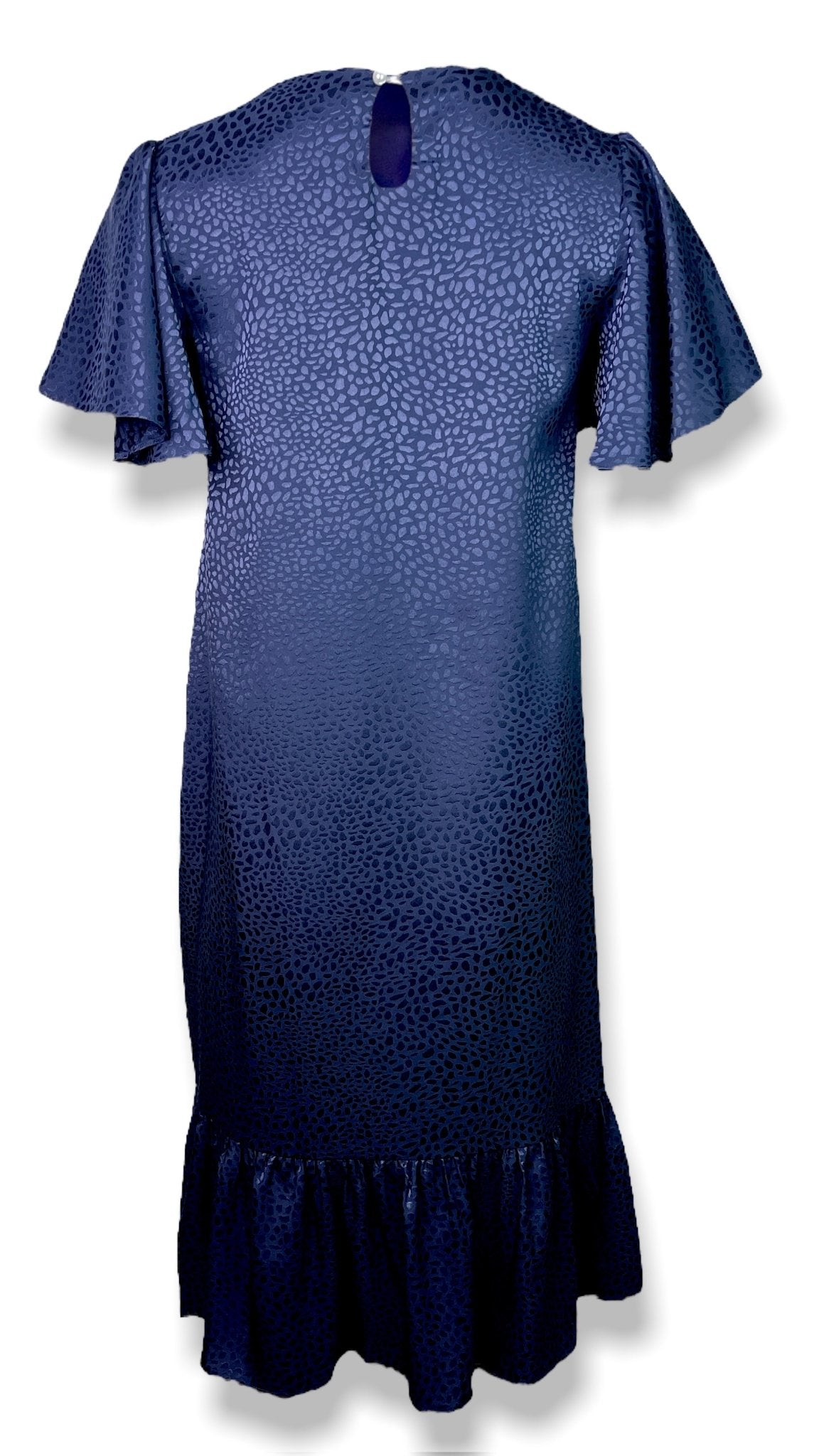 Ruffle High Low Tunic Dress In Navy Blue - Mia & Jon