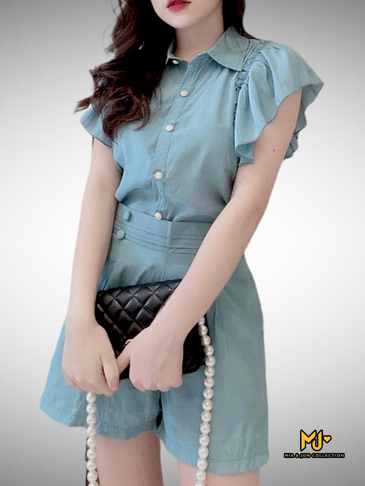 Ruffle Sleeves Shirt & Short Set - Mia & Jon