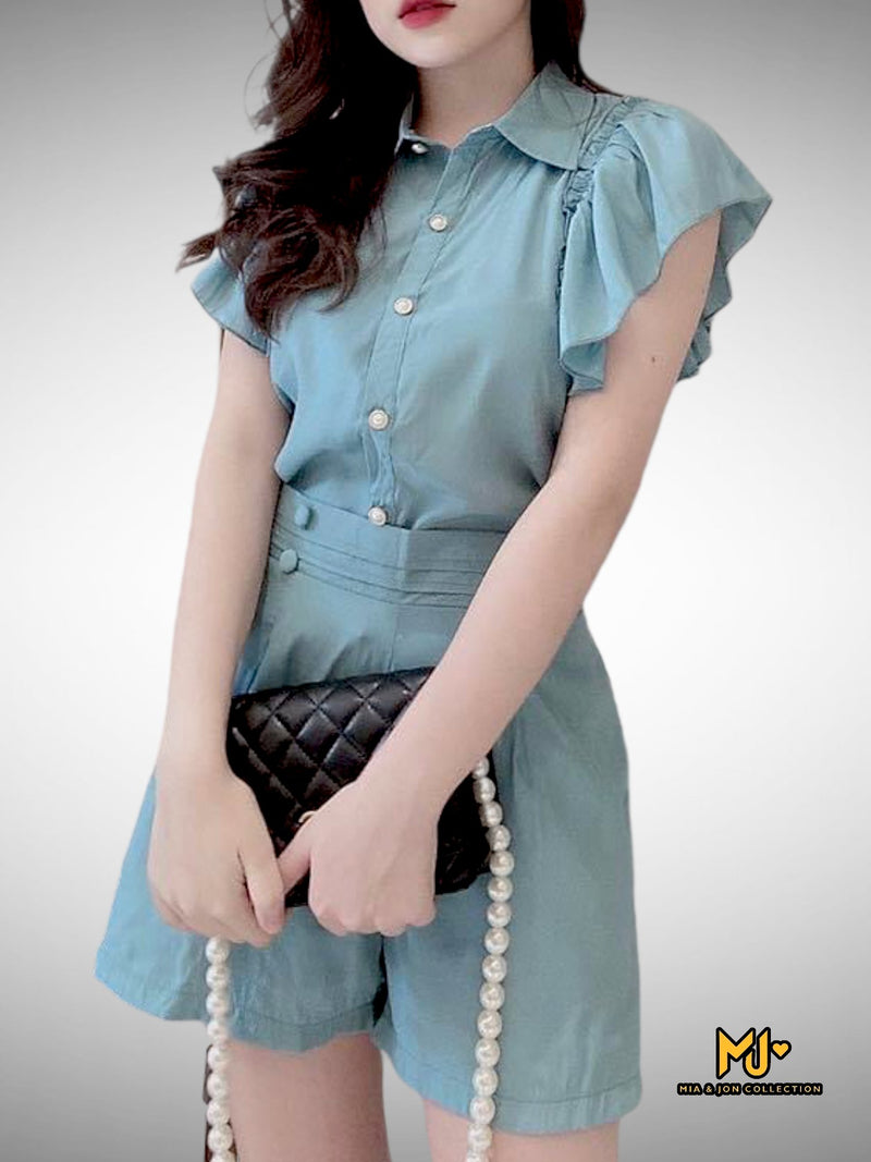 Ruffle Sleeves Shirt & Short Set - Mia & Jon