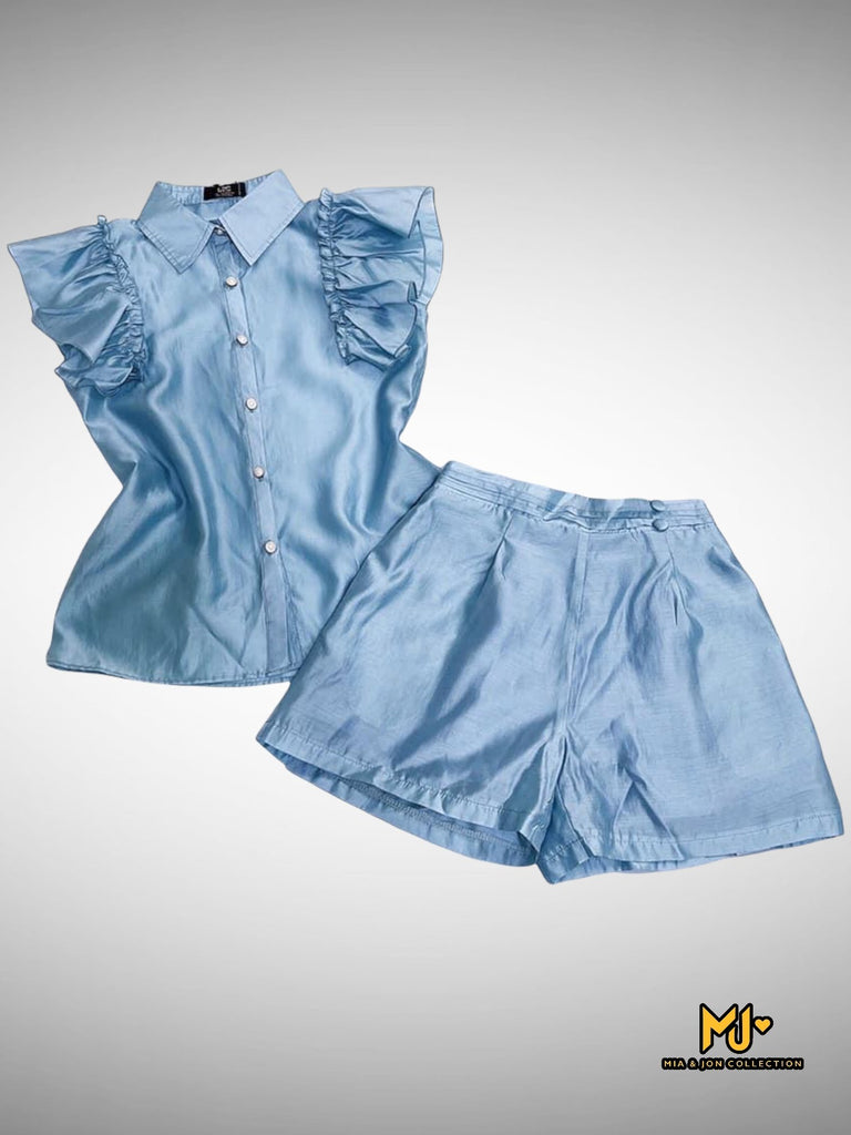 Ruffle Sleeves Shirt & Short Set - Mia & Jon