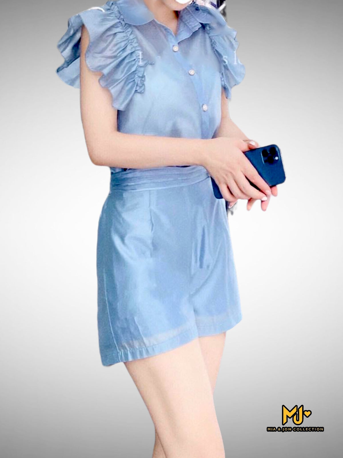 Ruffle Sleeves Shirt & Short Set - Mia & Jon