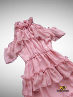 V1850 Cute Rose Pink Ruffle Midi Dress - Mia & Jon
