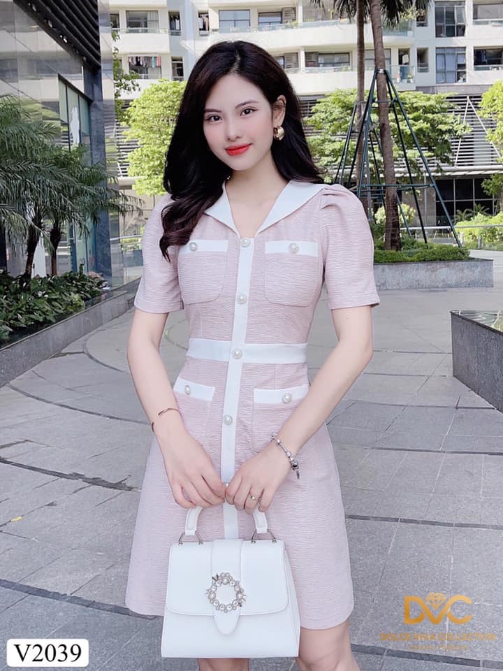 V2039 Puff Sleeve A-line Dress - Mia & Jon