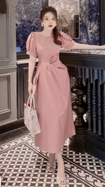 V2042 Puff Sleeve Midi Dress - Mia & Jon