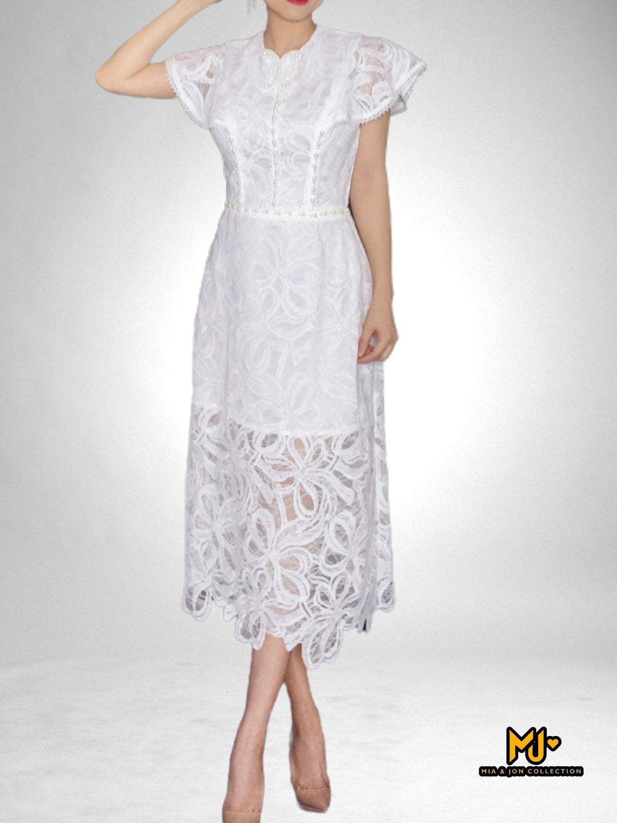 White Butterfly Lace Dress - Mia & Jon