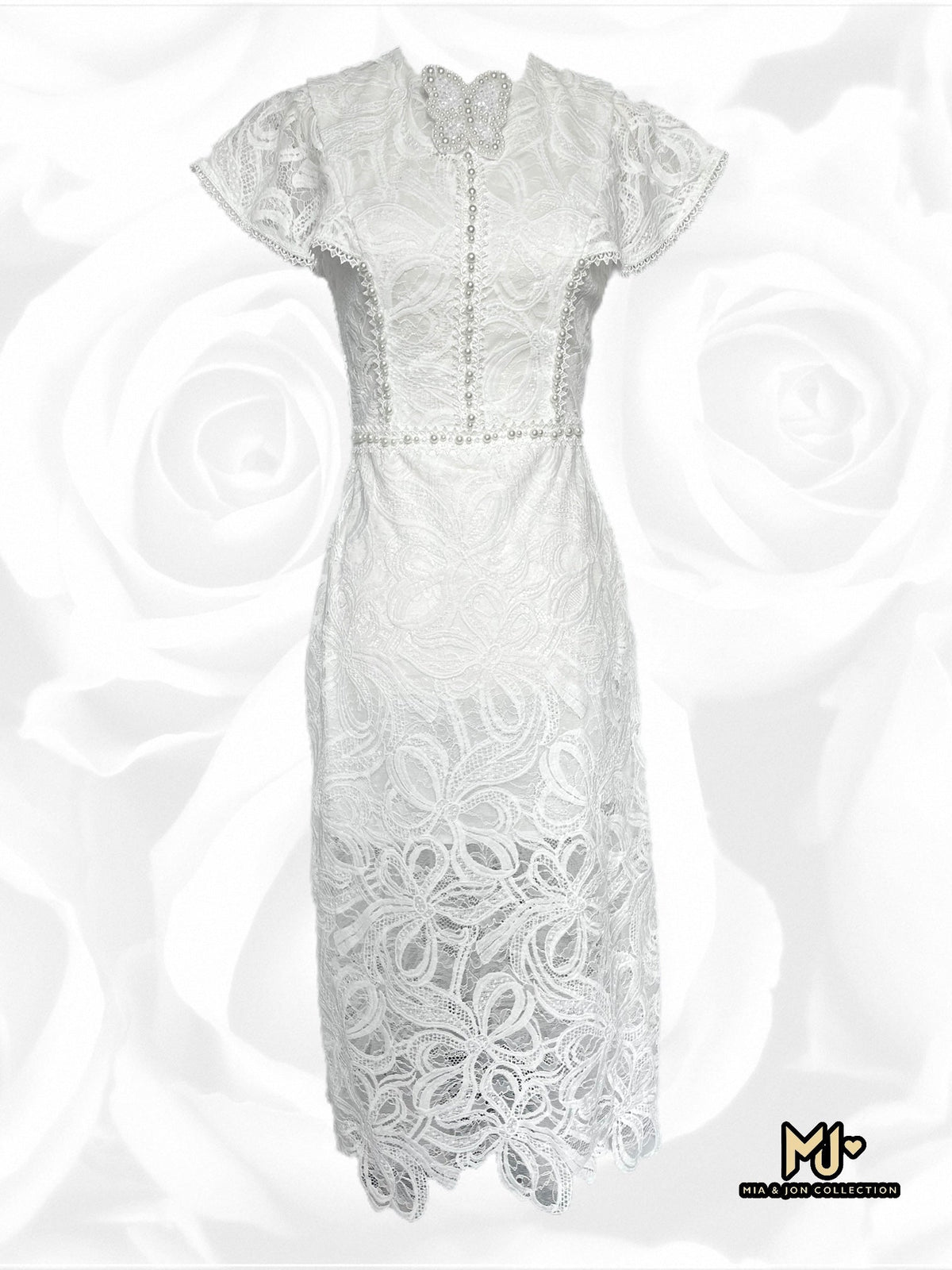 White Butterfly Lace Dress - Mia & Jon