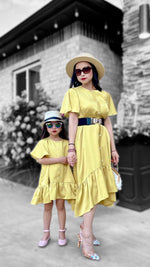 Yellow Ruffle High Low Tunic Dress - Mia & Jon