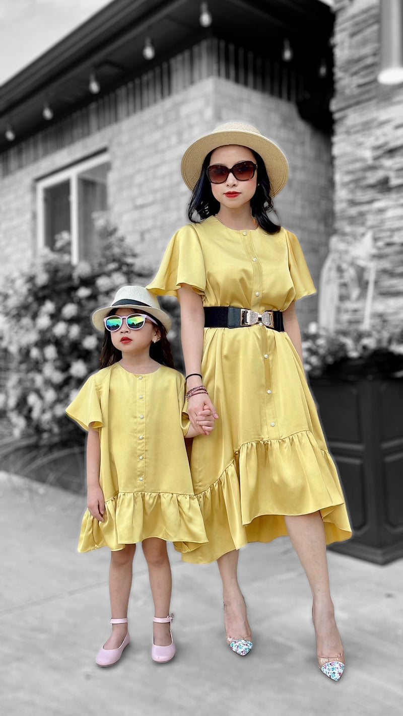 Yellow Ruffle High Low Tunic Dress - Mia & Jon